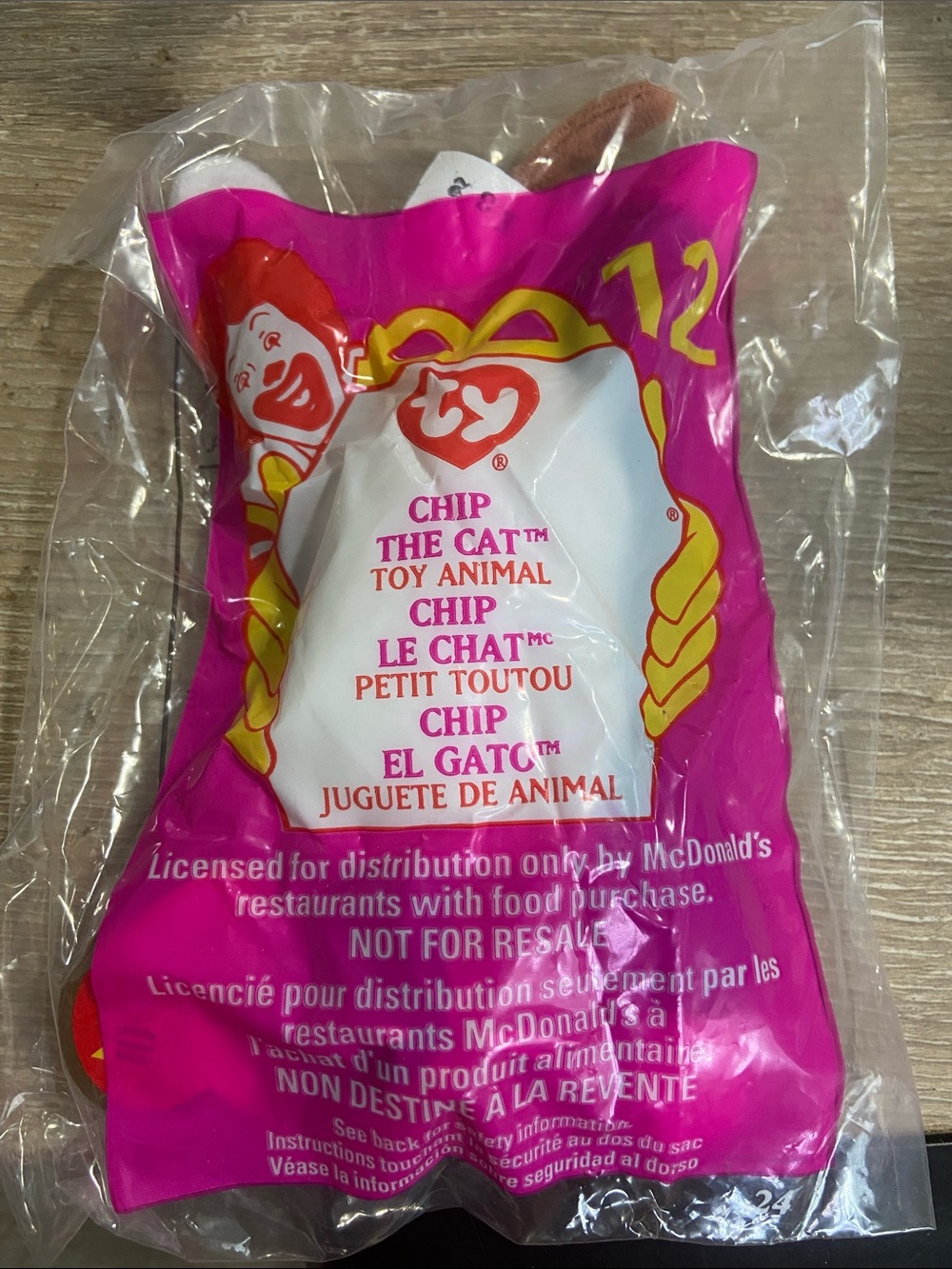 VTG 1999 McDonald’s Happy Meal Kids Toy Ty Teenie Beanie Babies CHIP #12 Cat NEW